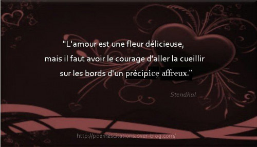 L'amour est une fleur délicieuse, mais il faut avoir le courage d'aller la cueillir sur les bords d'un précipice affreux.